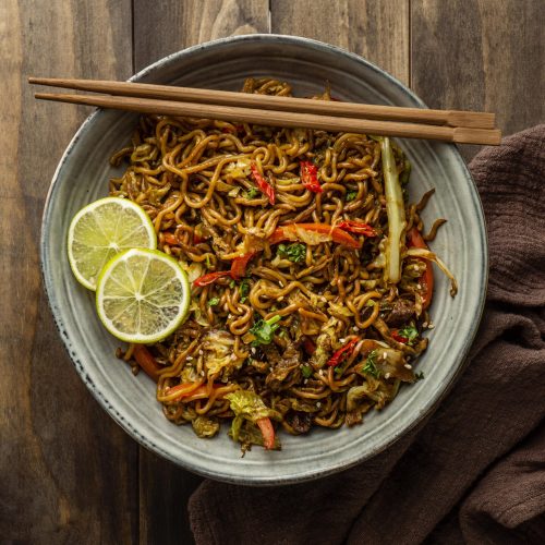 top-view-tasty-composition-noodles-table